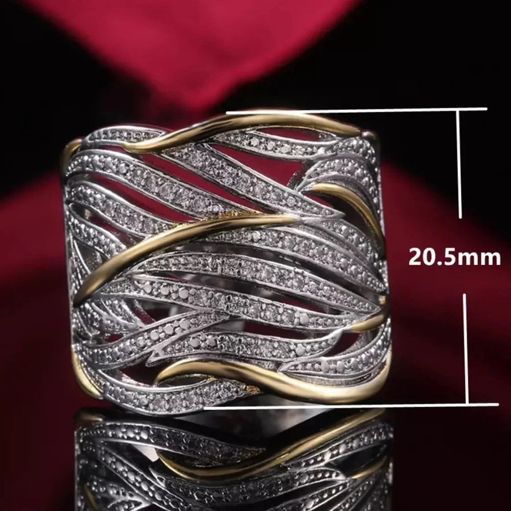 New Two Tone Multilayer 925 Sterling Silver Ring - Picture 9 of 9